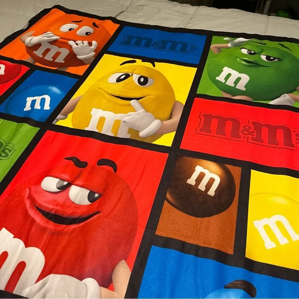 M&Ms Fleece Throw Blanket 62X48 Soft Thin Chocolate Candy Color Block